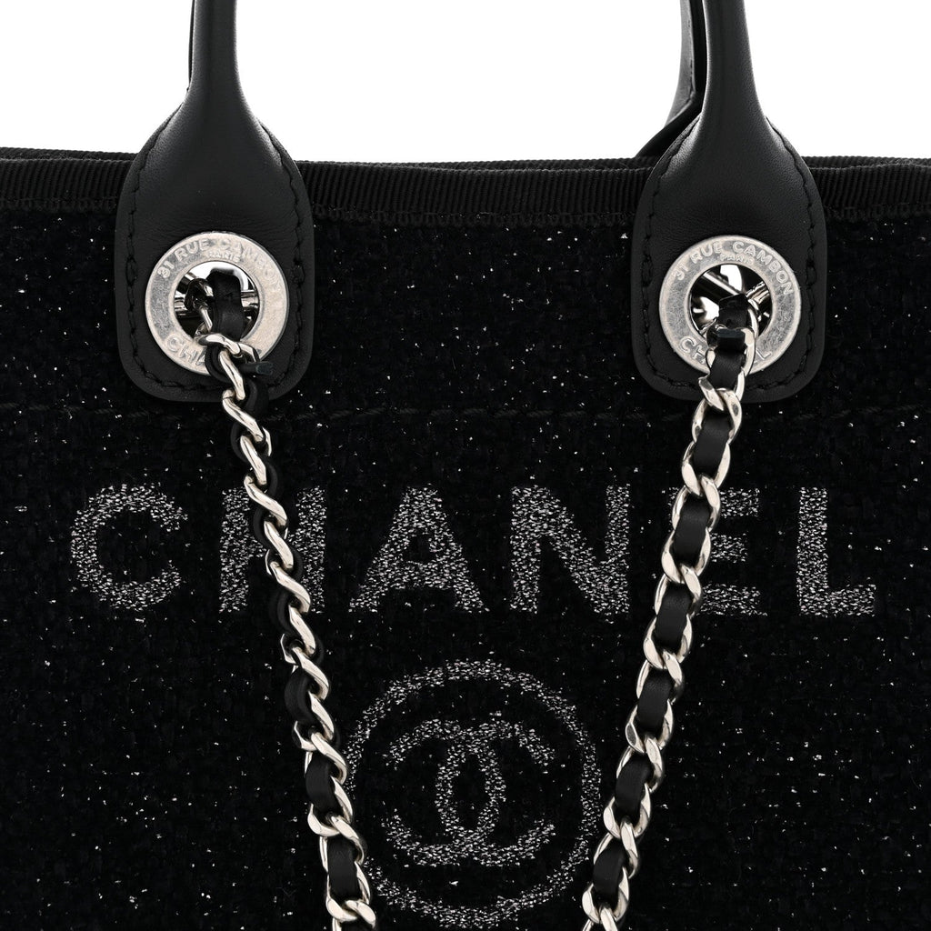 Lurex Canvas Mini Deauville Tote Black