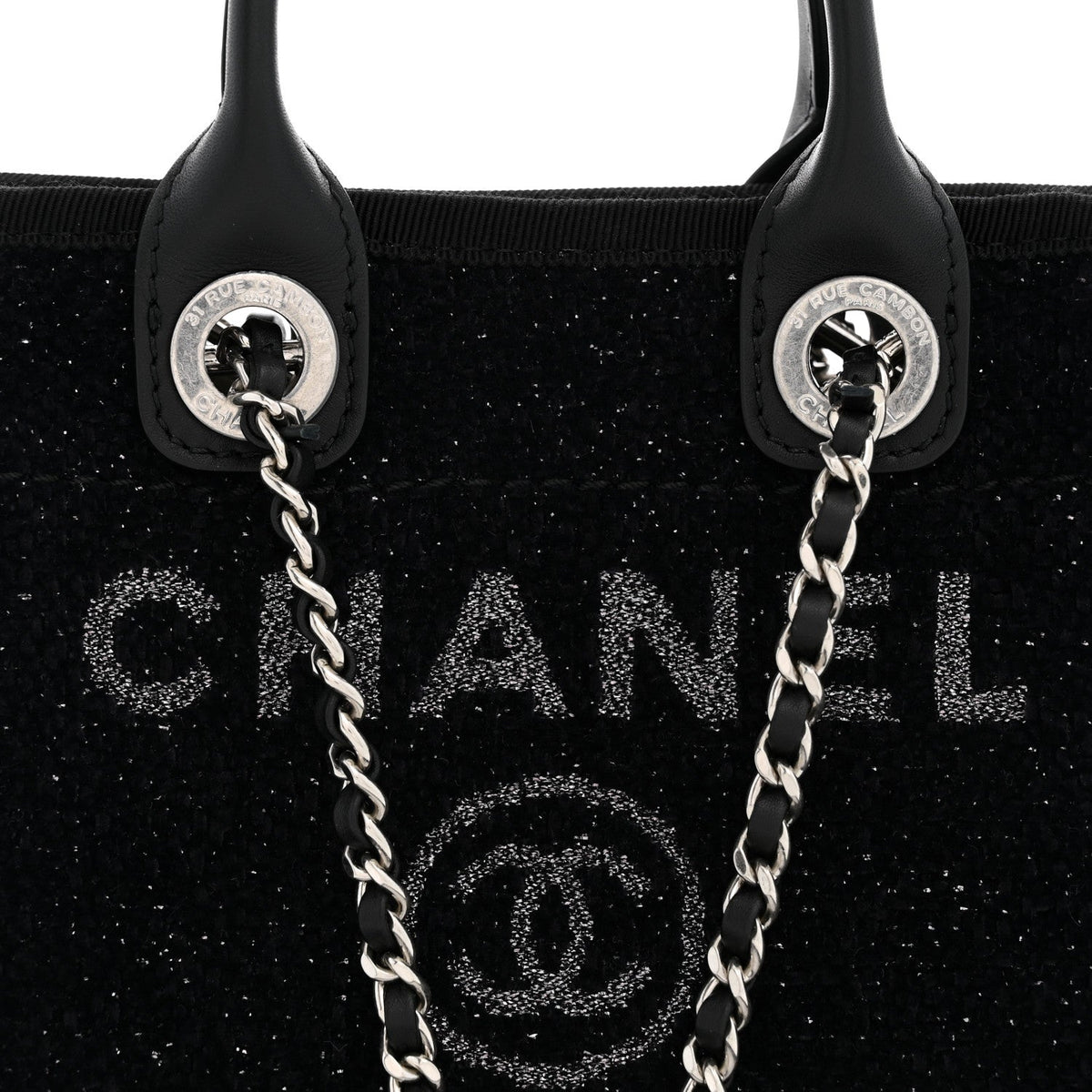 Lurex Canvas Mini Deauville Tote Black