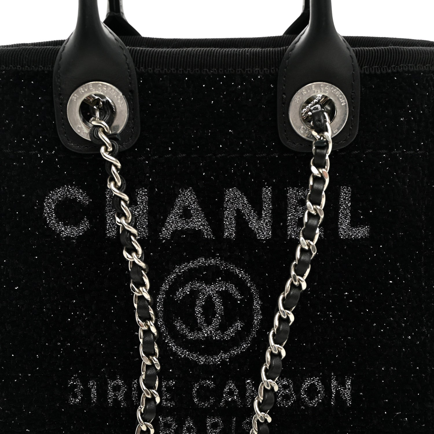 Lurex Canvas Mini Deauville Tote Black