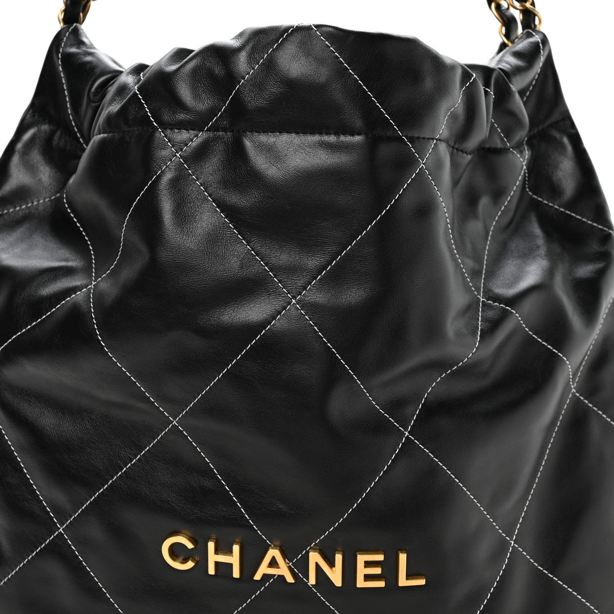 Shiny Calfskin Stitched Chanel 22 Black White