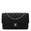 Caviar Quilted Jumbo Double Flap Black
