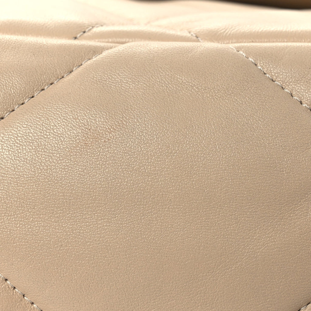Lambskin Quilted Large Chanel 19 Flap Beige