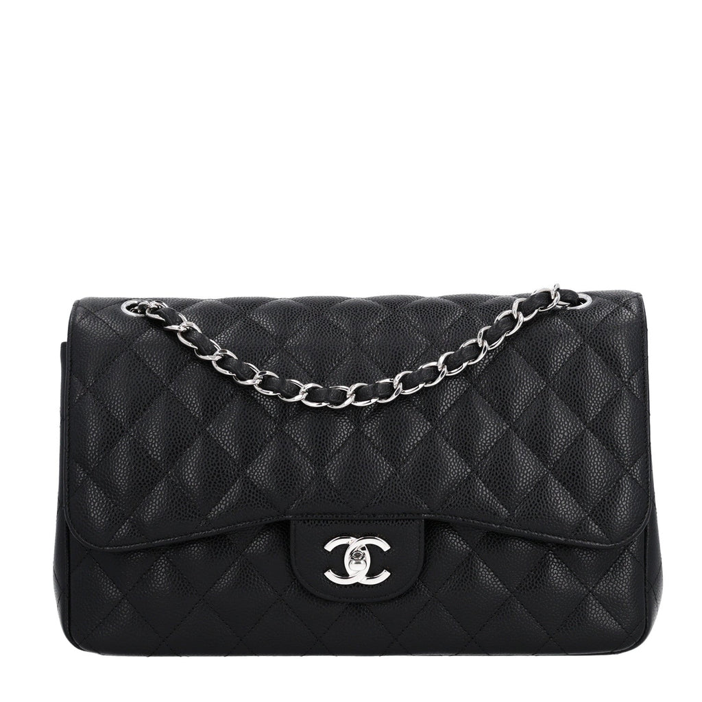 Caviar Quilted Jumbo Double Flap Black