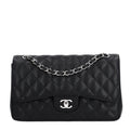 Caviar Quilted Jumbo Double Flap Black