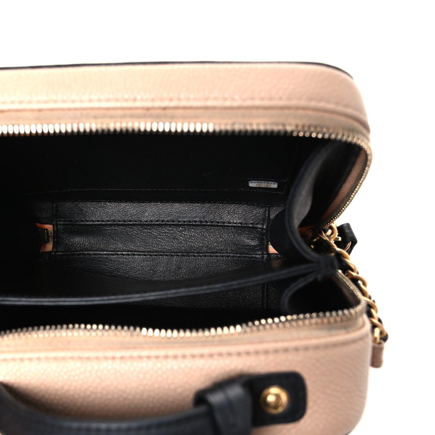 Caviar Quilted Small CC Filigree Vanity Case Beige Black