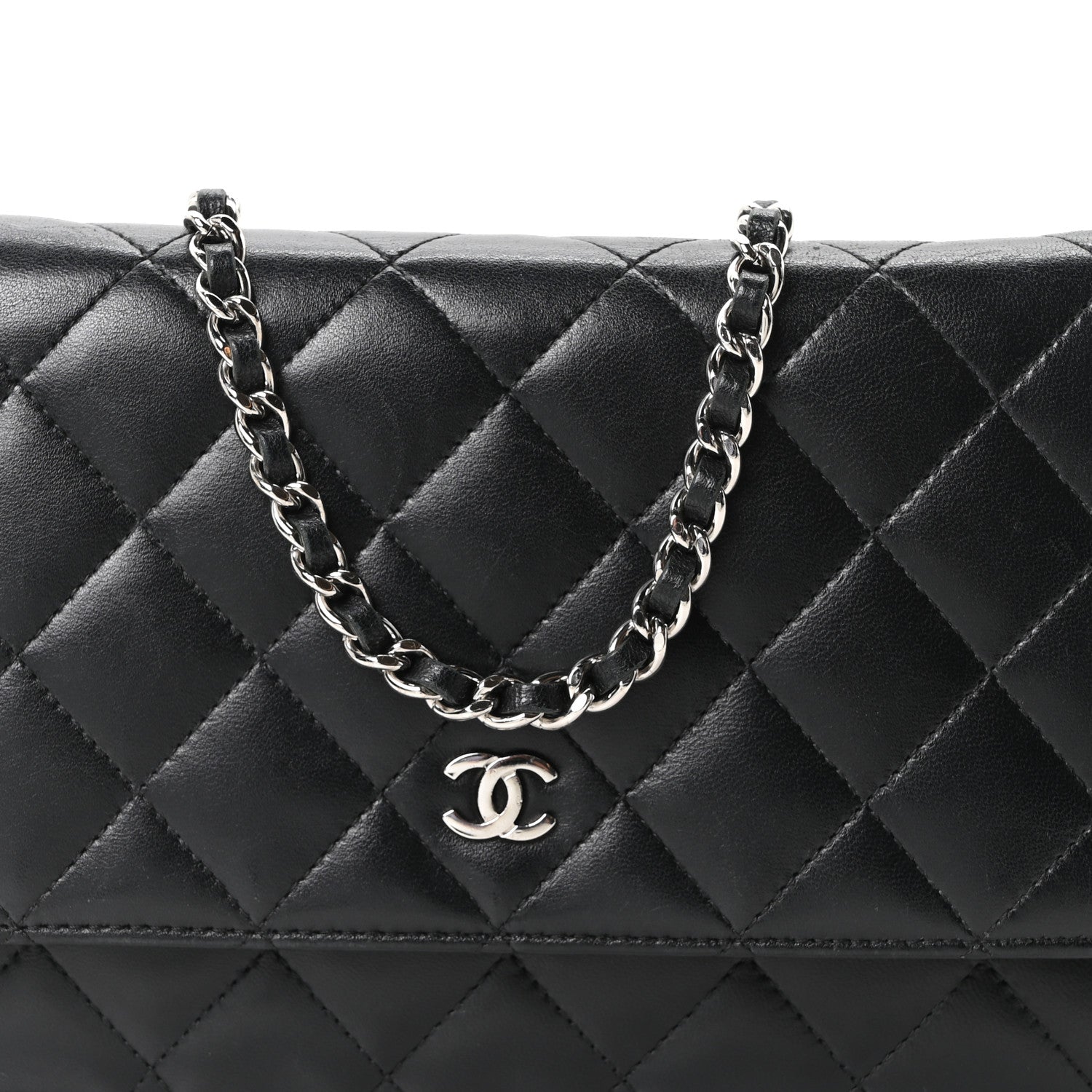 Lambskin Quilted Wallet On Chain WOC Black