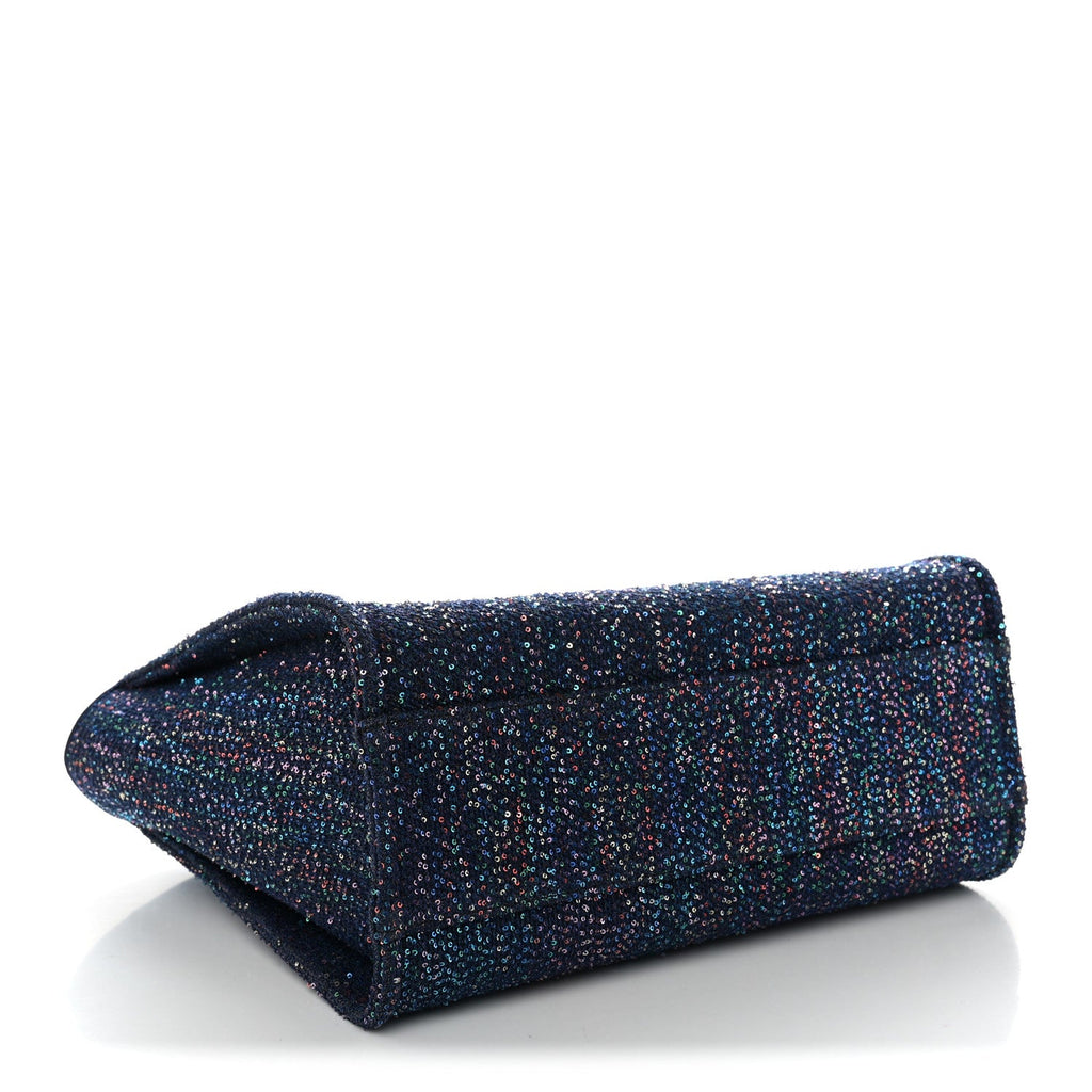 Calfskin Sequin Medium Deauville Tote Blue Multicolor