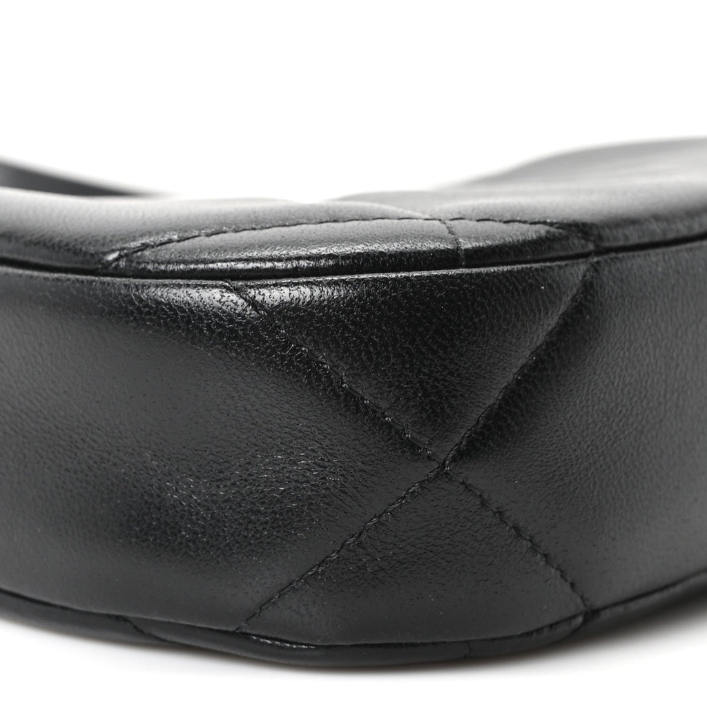 Lambskin Quilted Chanel 19 Hobo Clutch With Chain Black