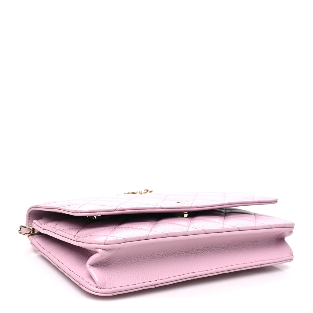 Caviar Quilted Wallet on Chain WOC Light Pink