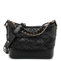 Aged Calfskin Quilted Small Gabrielle Hobo  Black