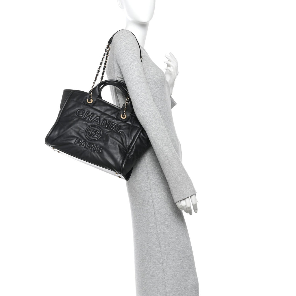 Calfskin Small Deauville Tote Black