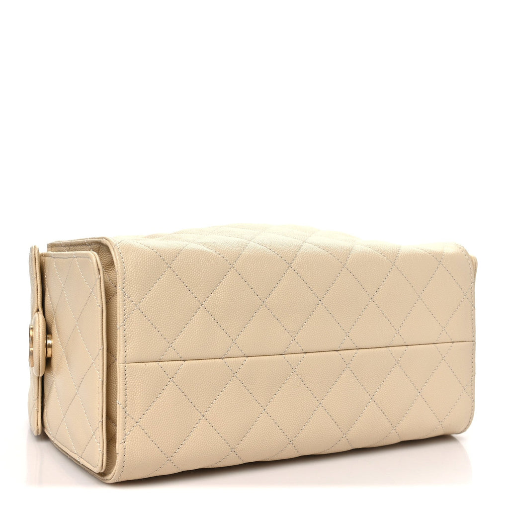 Caviar Quilted Small Chanel 25 Handbag Beige