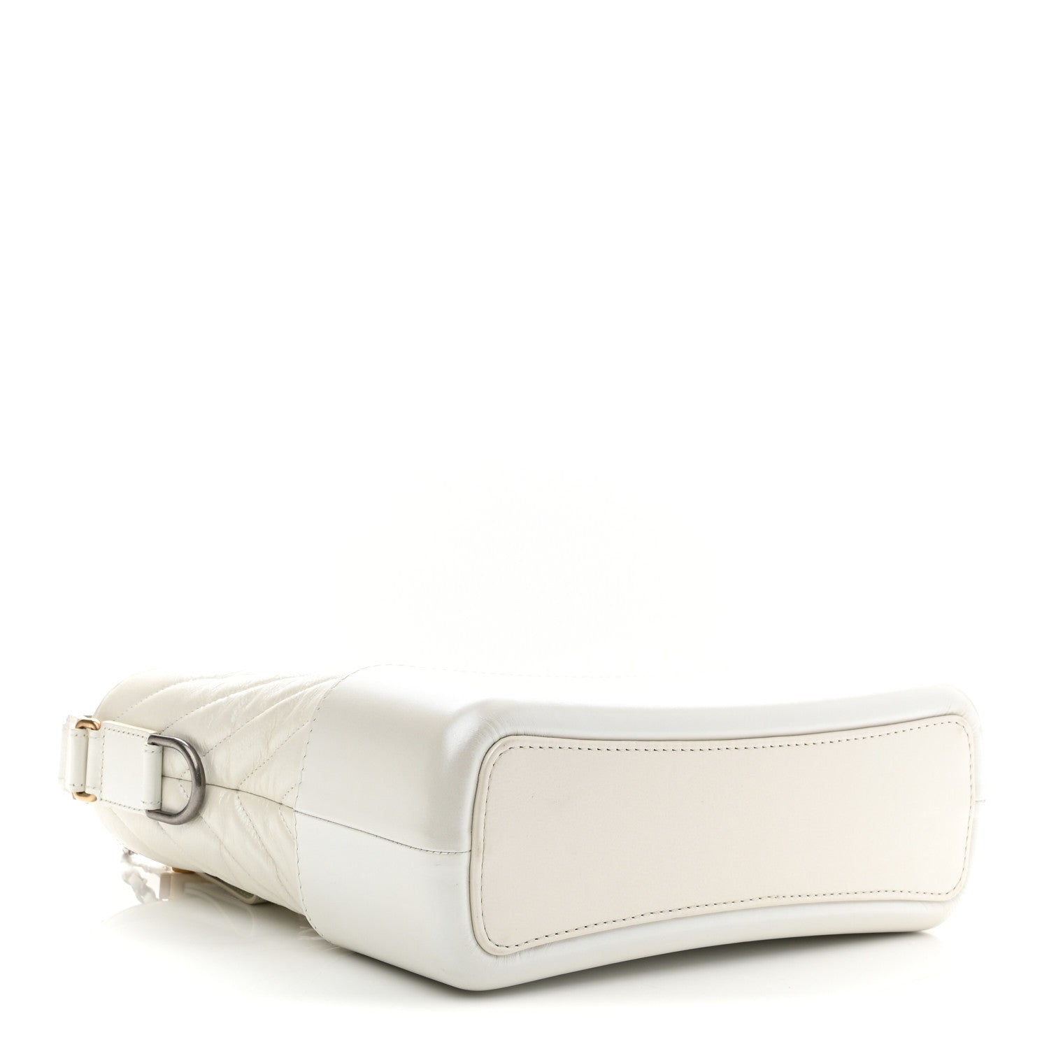 Aged Calfskin Chevron Quilted Medium Gabrielle Hobo White