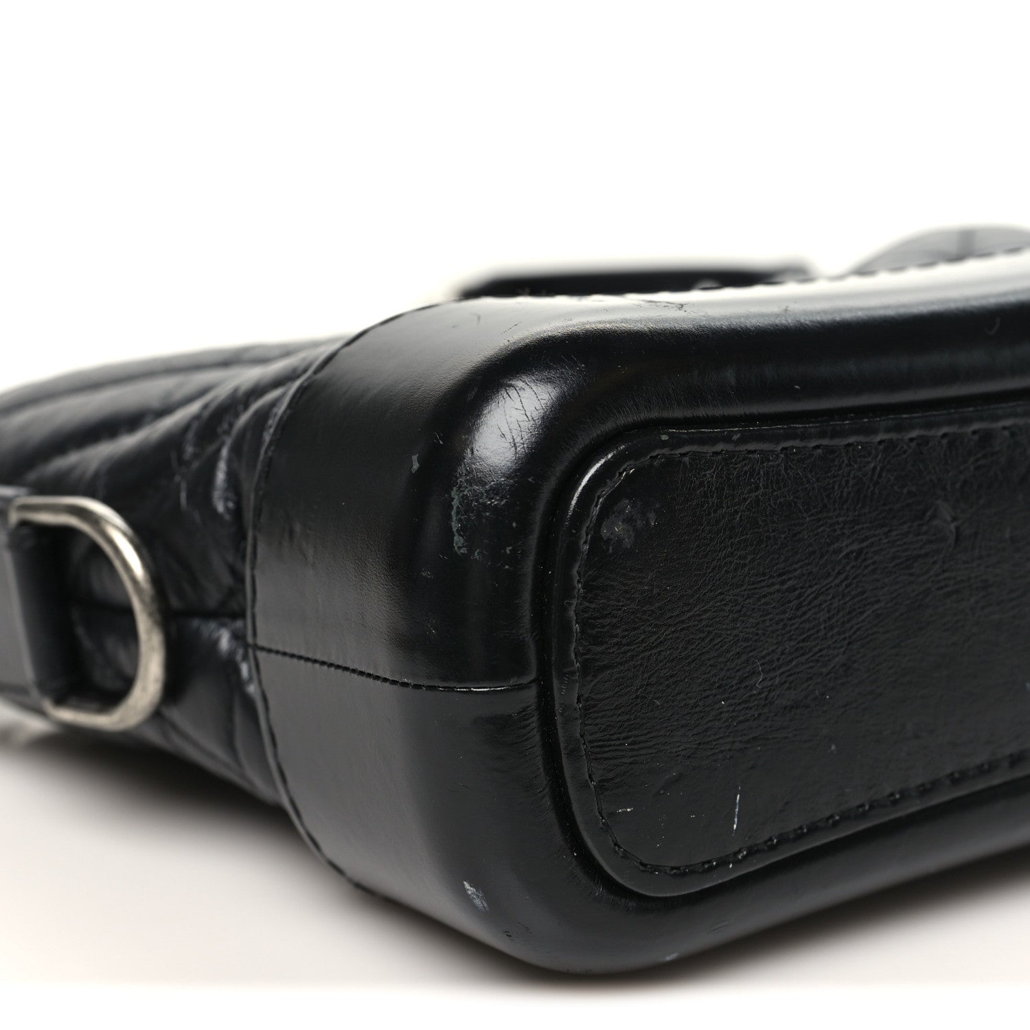 Aged Calfskin Chevron Quilted Small Gabrielle Hobo Black