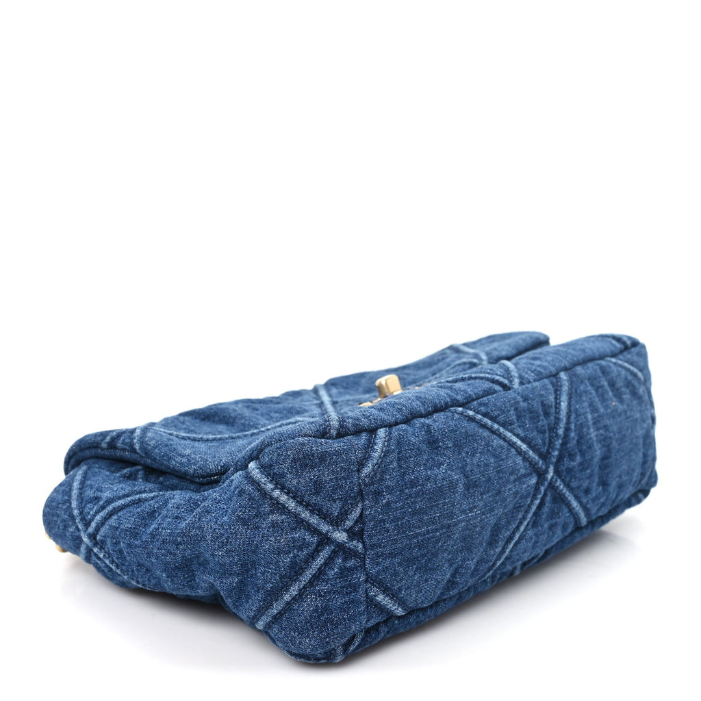 Denim Quilted Medium Chanel 19 Flap Blue