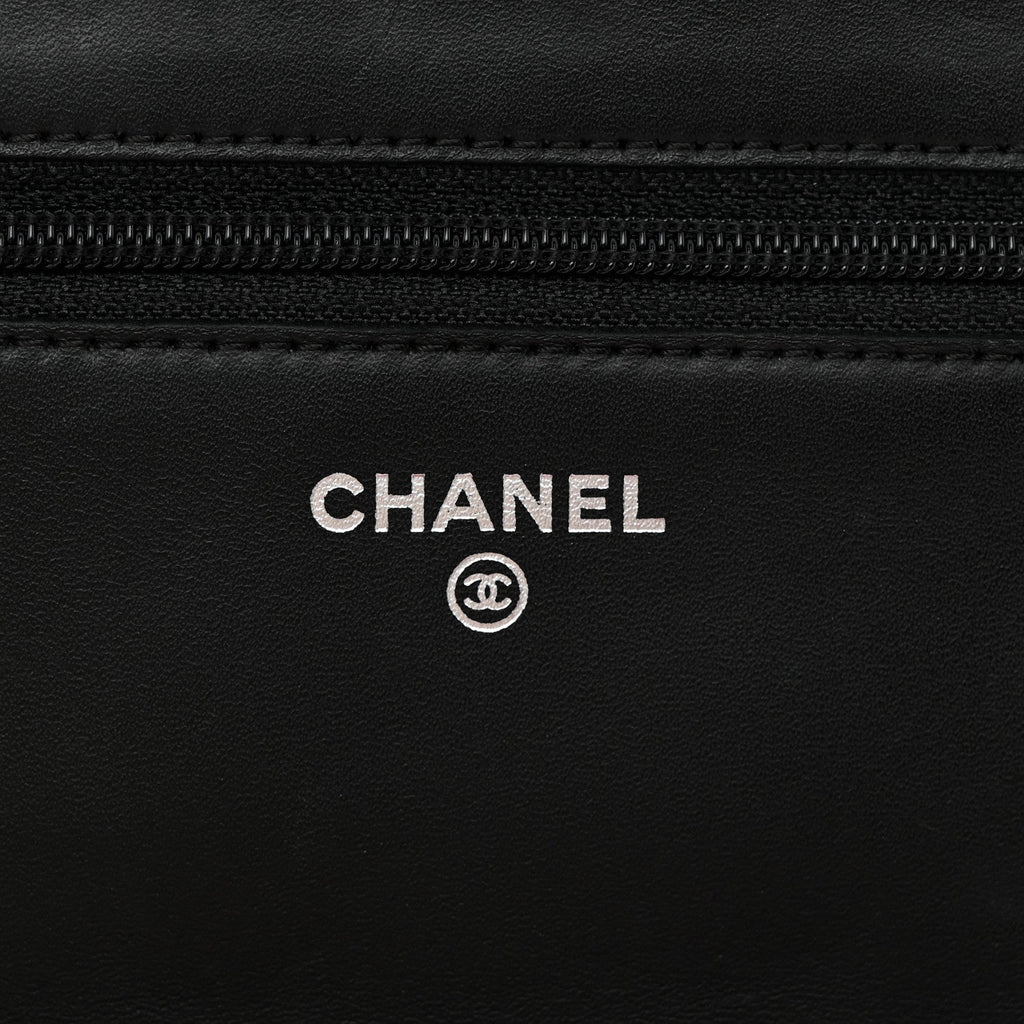 Calfskin Quilted Cambon Wallet on Chain WOC Black