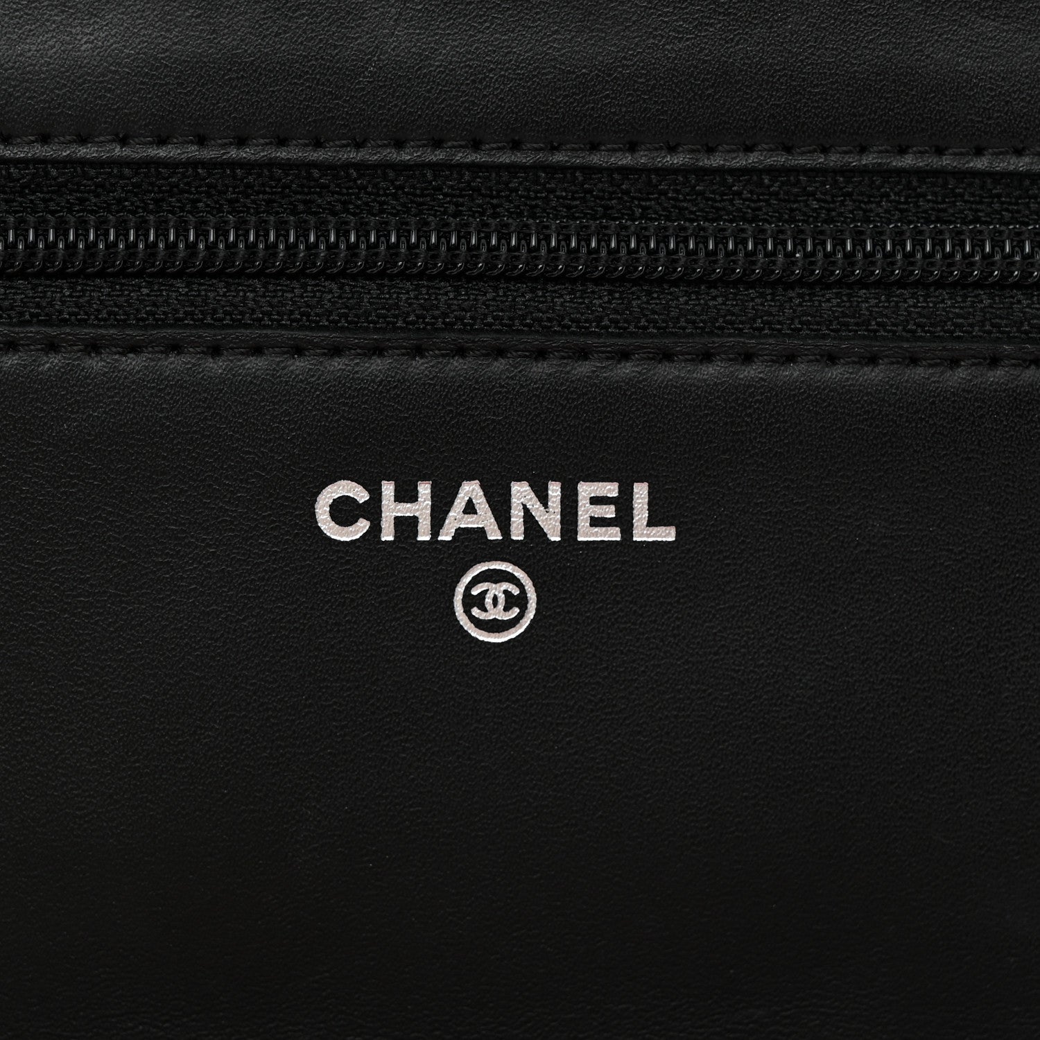 Calfskin Quilted Cambon Wallet on Chain WOC Black