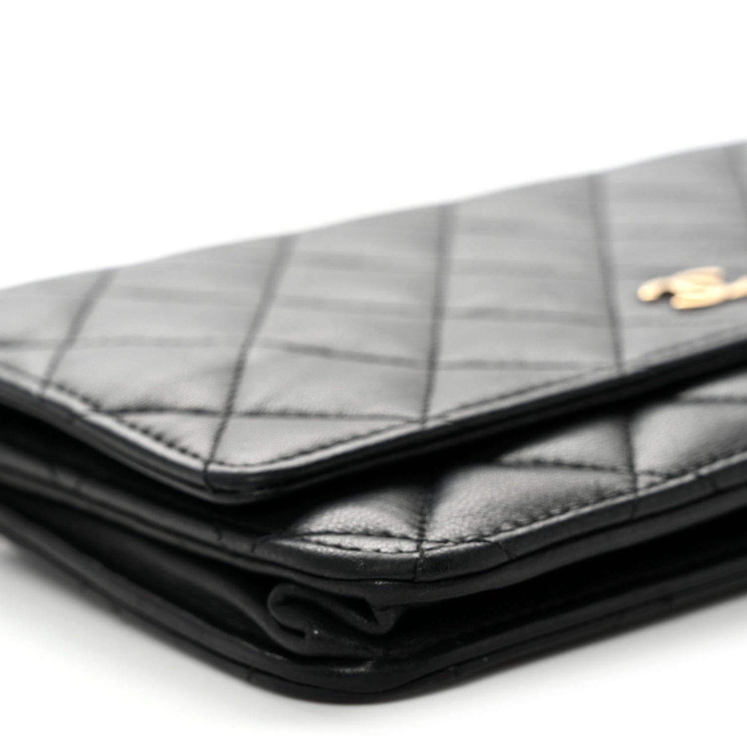 Lambskin Quilted Wallet On Chain WOC Black