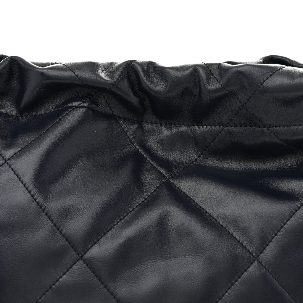 Shiny Calfskin Quilted Small Chanel 22 Navy