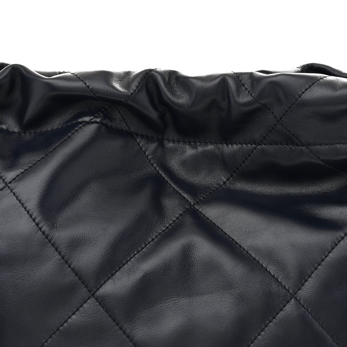 Shiny Calfskin Quilted Small Chanel 22 Navy