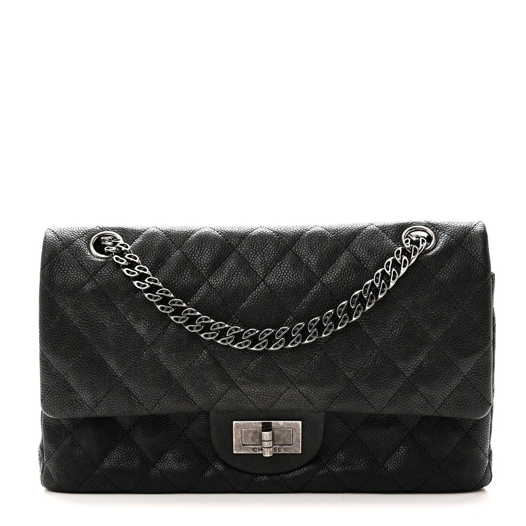 Washed Caviar Quilted 2.55 Reissue 225 Bijoux Chain Flap  Black
