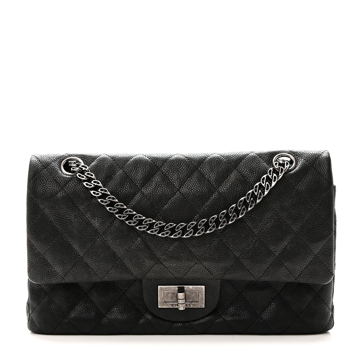 Washed Caviar Quilted 2.55 Reissue 225 Bijoux Chain Flap  Black