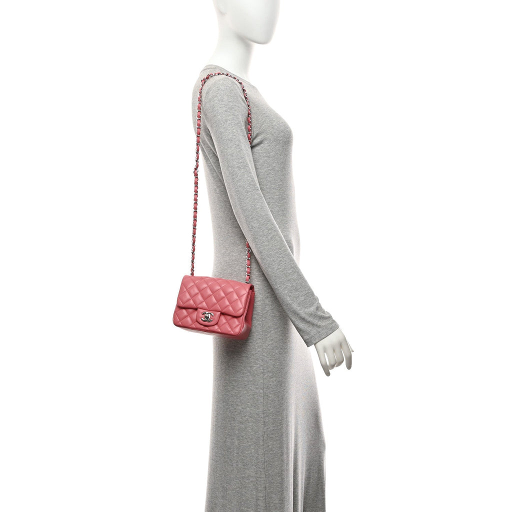 Lambskin Quilted Mini Square Flap Pink