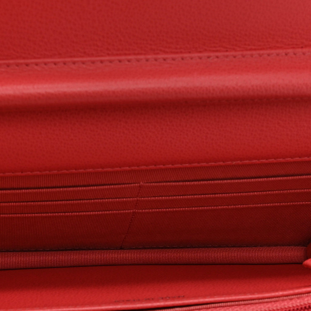 Grained Calfskin Quilted CC Box Wallet On Chain WOC Pink