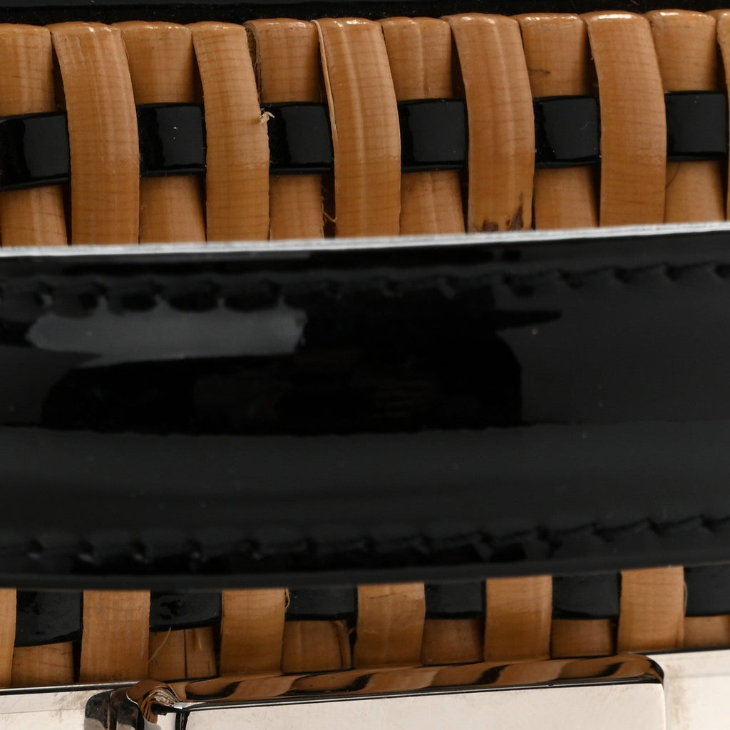 Raffia Patent Small CC Filigree Vanity Case Black