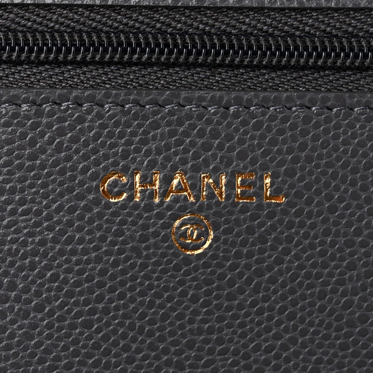 Caviar Quilted Wallet on Chain WOC Grey