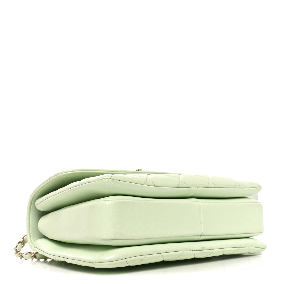 Lambskin Quilted Small Trendy CC Flap Dual Handle Bag Light Green
