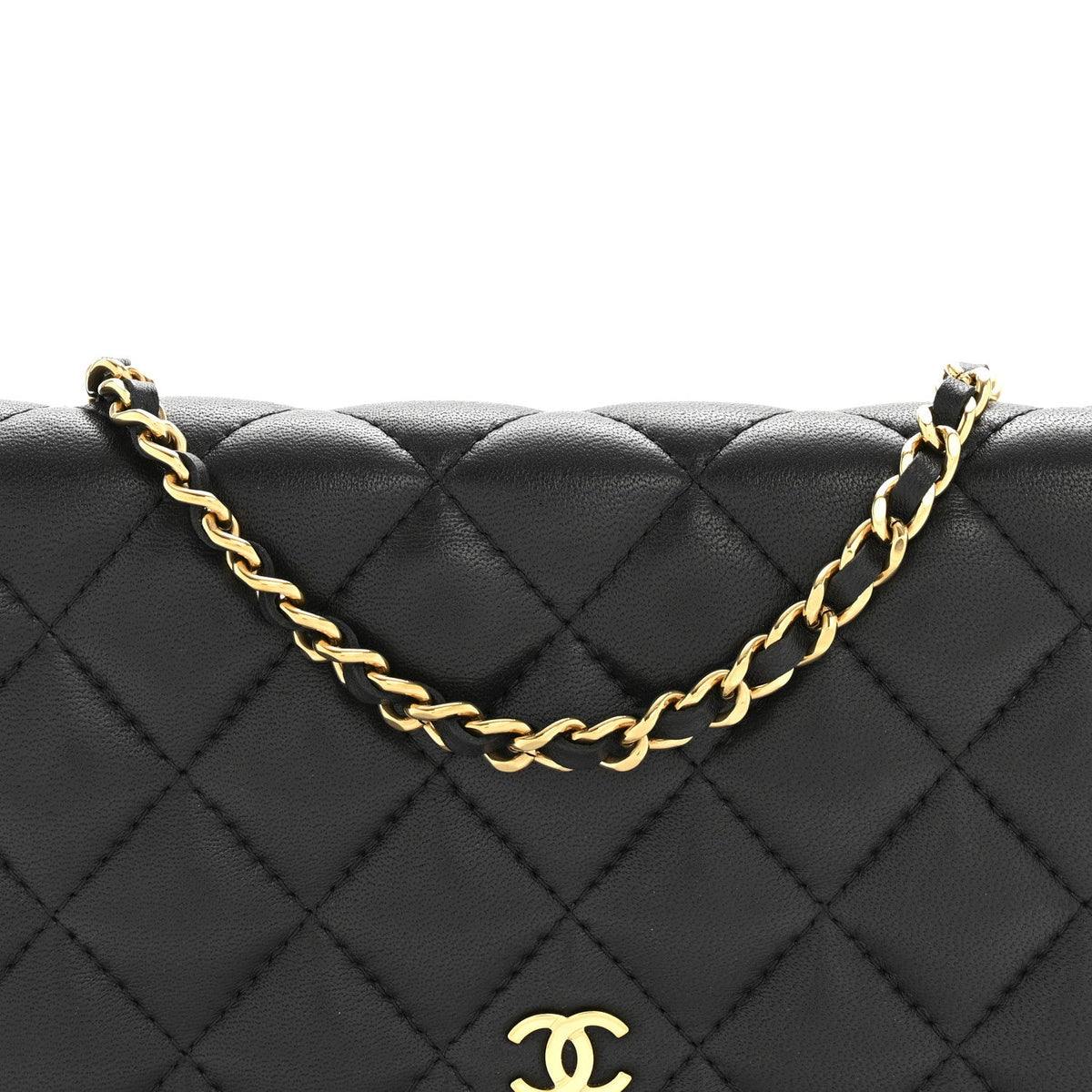 Lambskin Quilted Wallet On Chain WOC Black