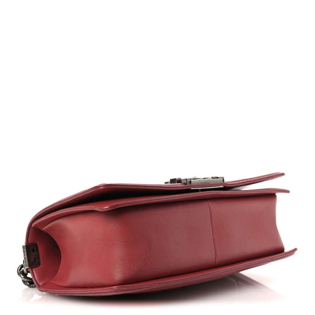 Lambskin Quilted Medium Boy Flap Dark Pink