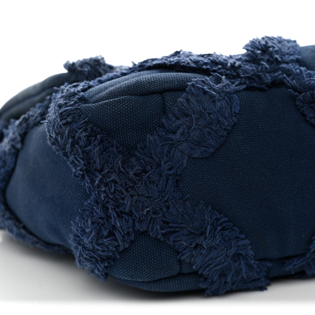 Cotton Canvas Quilted Medium Chanel 19 Flap Navy Blue