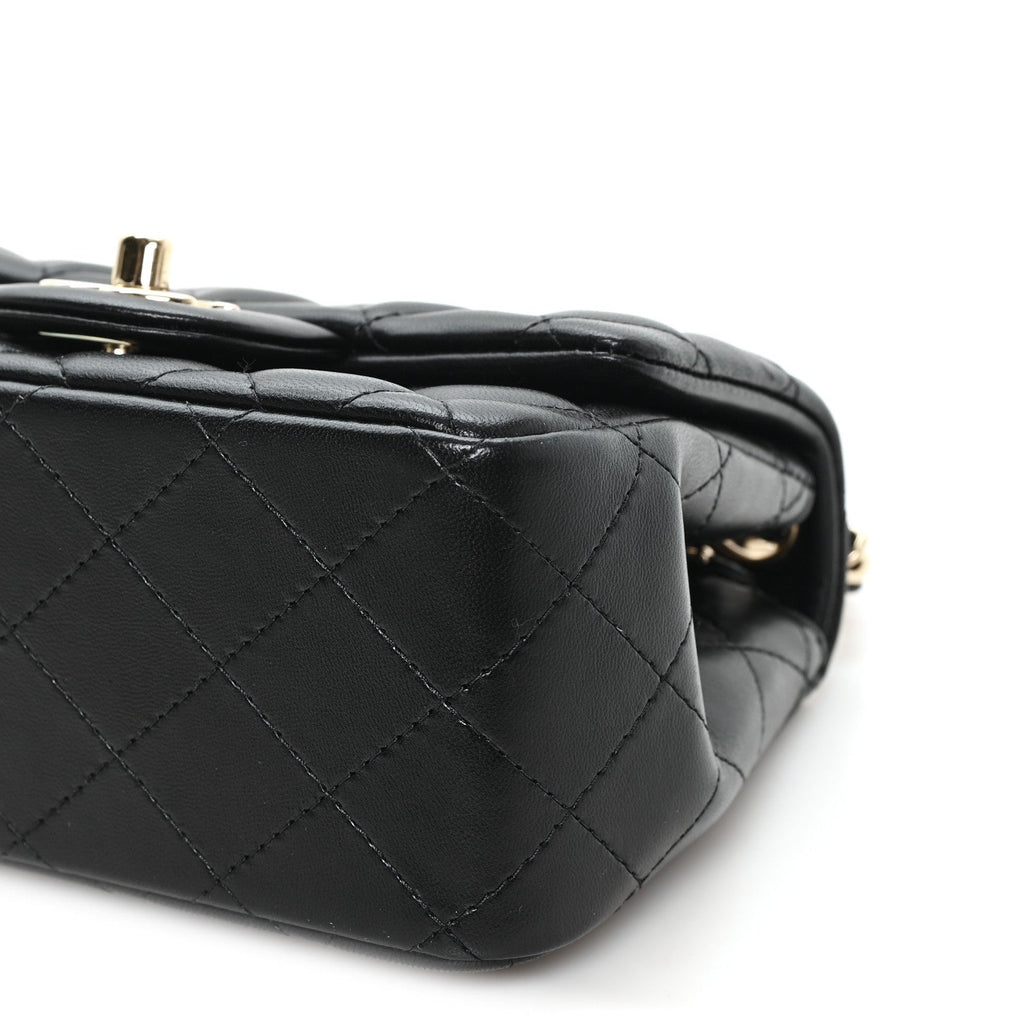 Lambskin Quilted Mini Square Flap Black