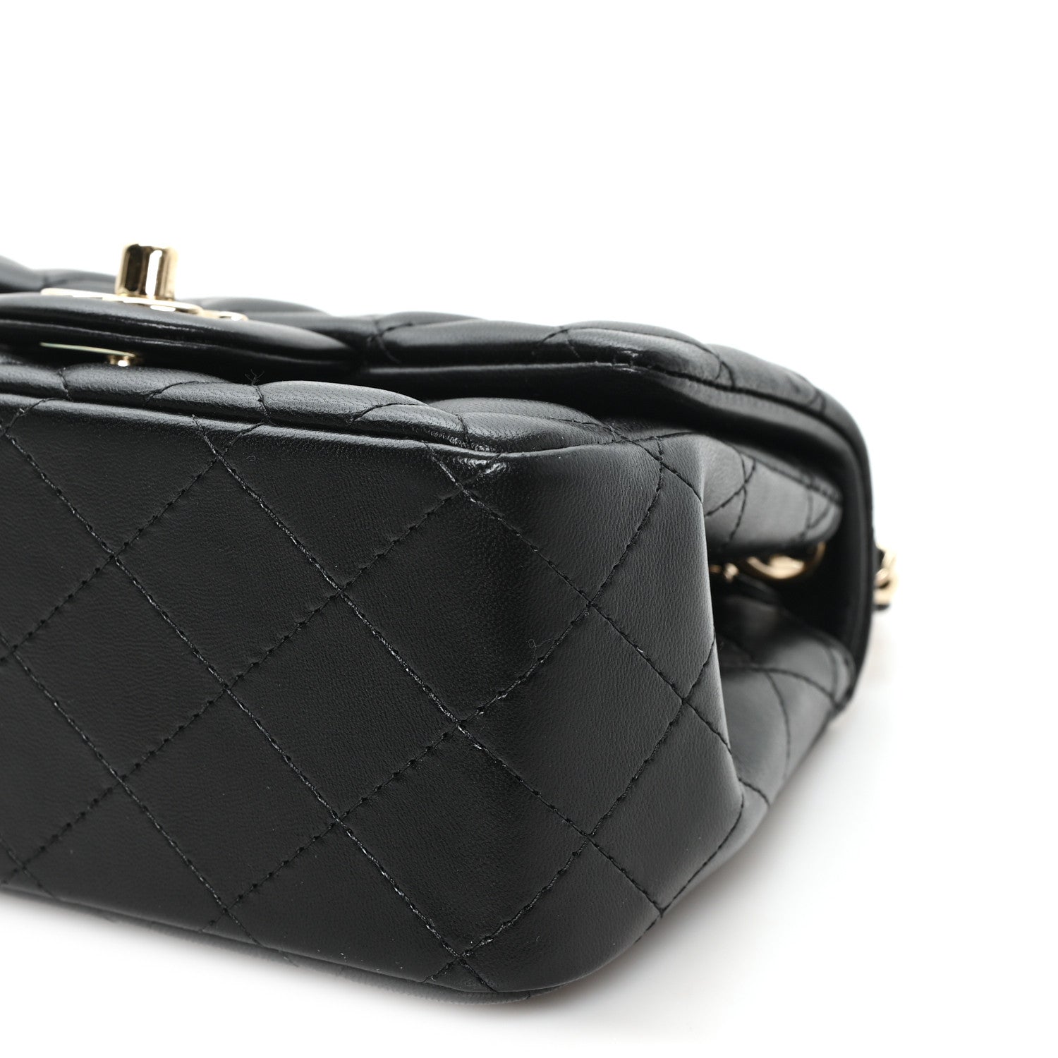 Lambskin Quilted Mini Square Flap Black