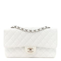 Caviar Quilted Medium Double Flap White
