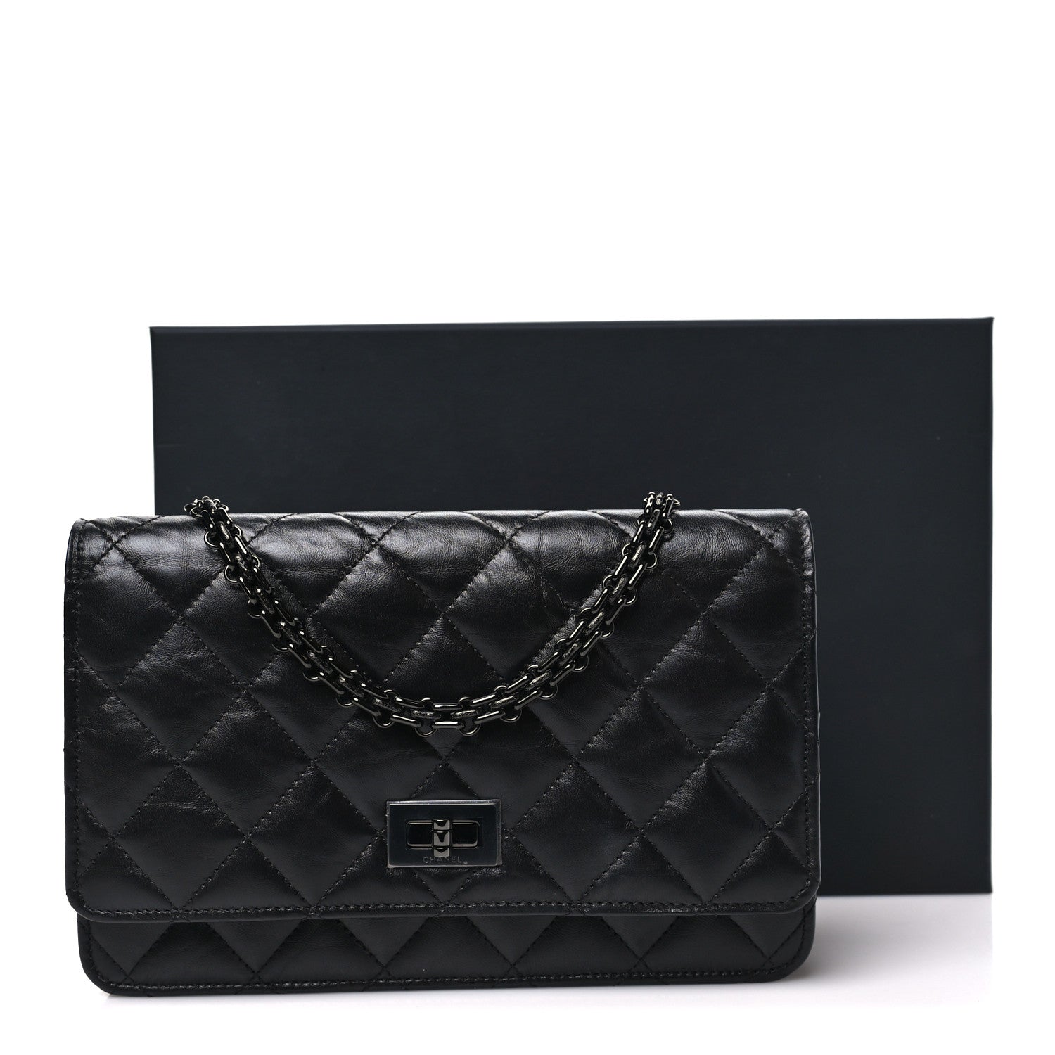 Aged Calfskin Quilted Reissue Wallet On Chain WOC So Black