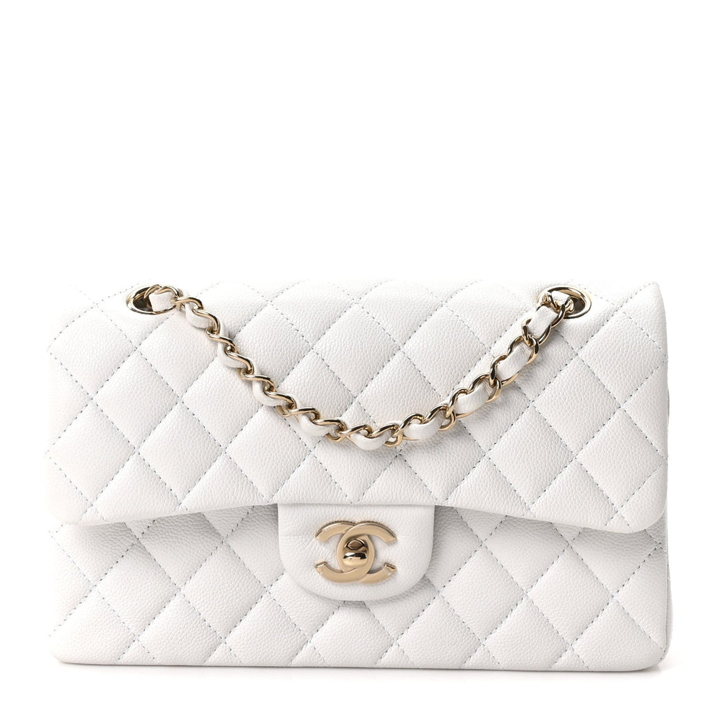 Caviar Quilted Small Double Flap White