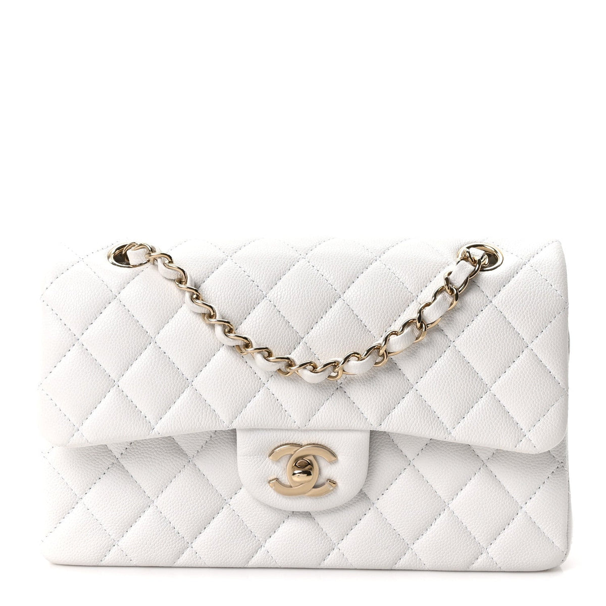 Caviar Quilted Small Double Flap White