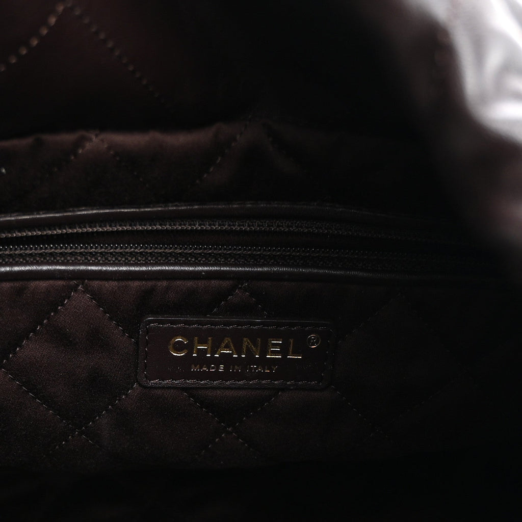 Shiny Calfskin Quilted Small Chanel 22 Dark Brown