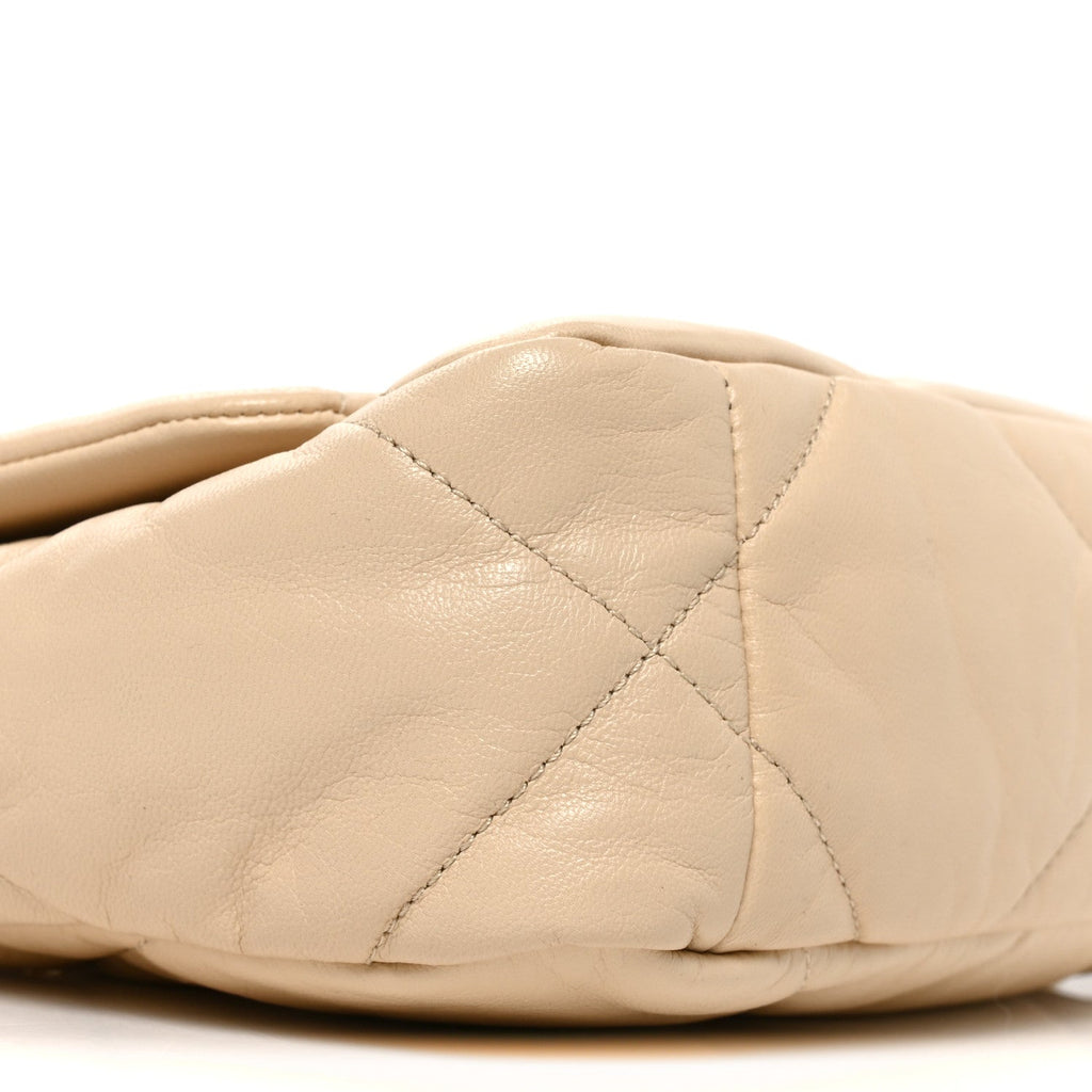 Goatskin Quilted Medium Chanel 19 Flap Beige