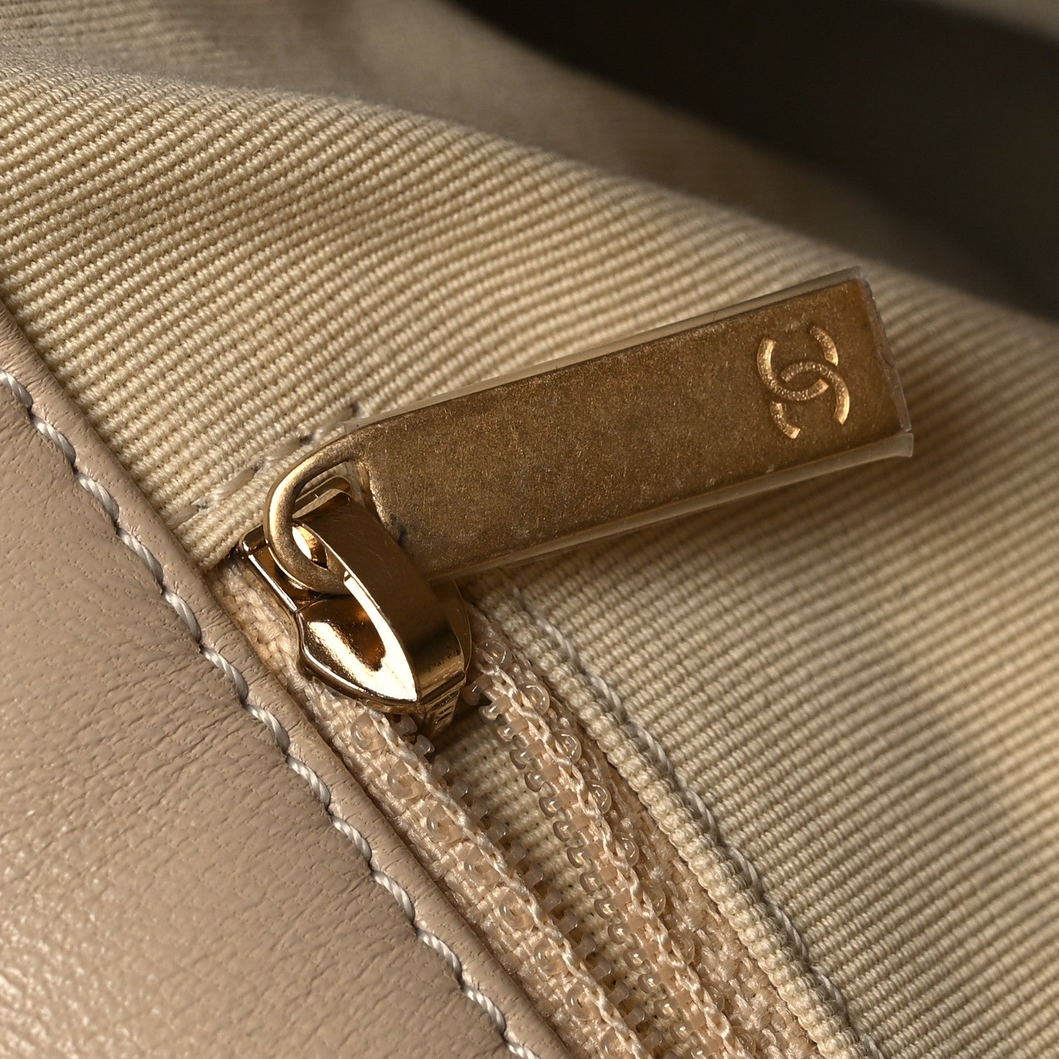 Lambskin Quilted Large Chanel 19 Flap Beige