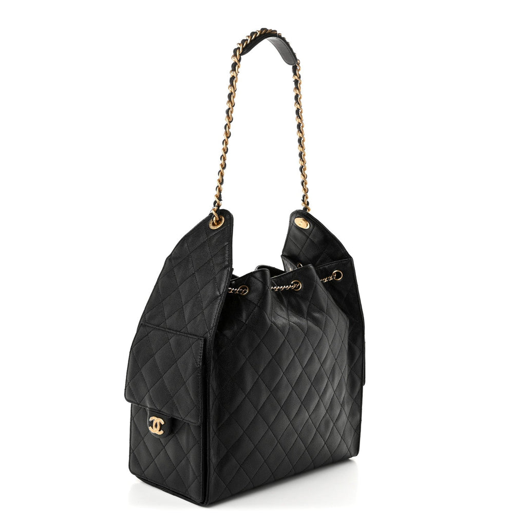 Caviar Quilted Medium Chanel 25 Handbag Black