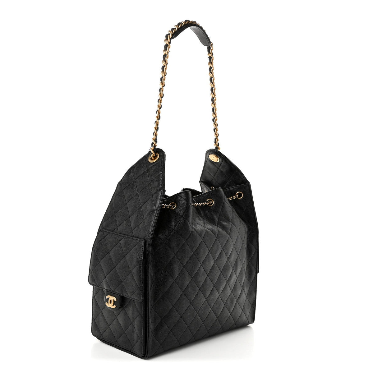 Caviar Quilted Medium Chanel 25 Handbag Black