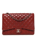 Caviar Quilted Maxi Double Flap Dark Red