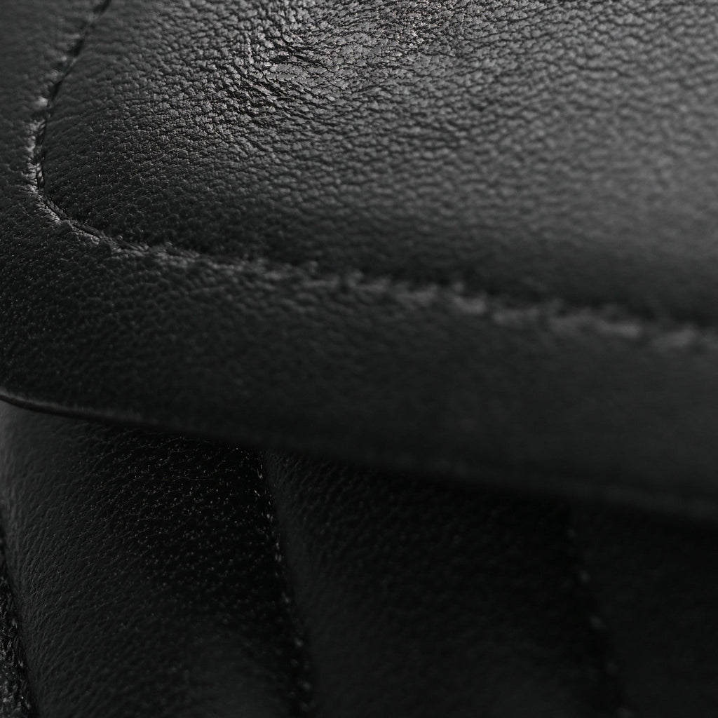 Lambskin Chevron Quilted Medium Double Flap Black