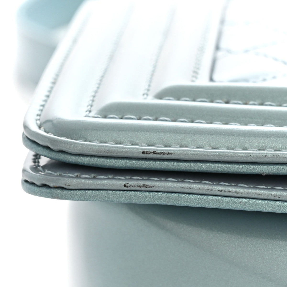 Iridescent Glazed Calfskin Quilted New Medium Boy Flap Light Blue