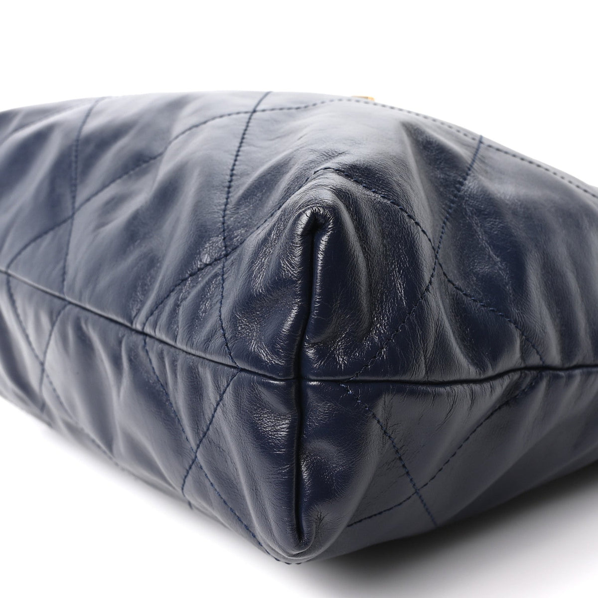 Shiny Calfskin Quilted Small Chanel 22 Navy