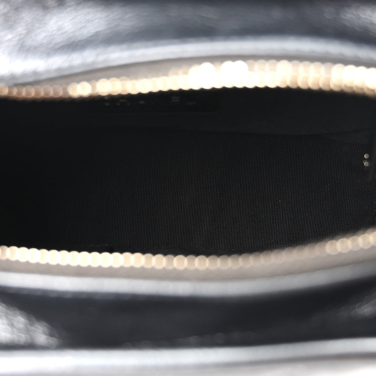 Metallic Aged Calfskin Chevron Quilted Small Gabrielle Hobo Dark Grey